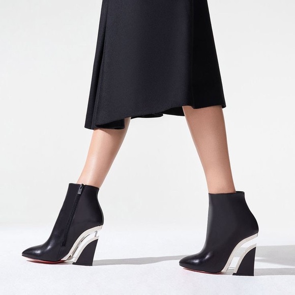 Christian Louboutin Black and Silver Heeled Boots - Picture 1 of 16